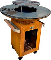 Caesar - Vuurschaal BBQ - Bakplaat Barbecue - Diameter 100cm - Wielen - Aslade - Cortenstaal