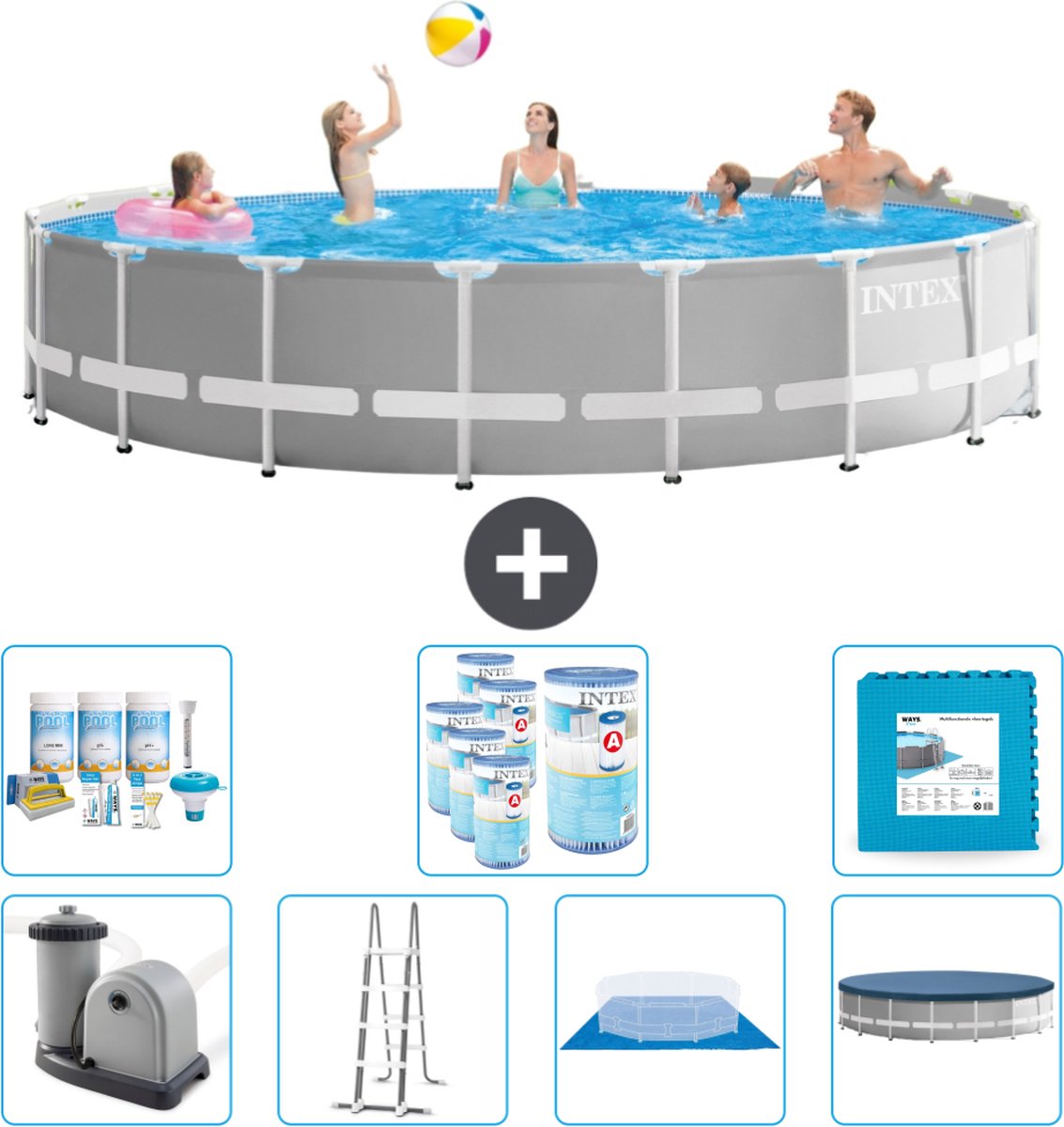 Intex Rond Prism Frame Zwembad – 548 x 122 cm – Grijs – Inclusief Pomp – Ladder – Grondzeil – Afdekzeil Onderhoudspakket – Filters – Vloertegels Intex Rond Prism Frame Zwembad – 548 x 122 cm – Grijs – Inclusief Pomp – Ladder – Grondzeil – Afdekzeil Onderhoudspakket – Filters – Vloertegels