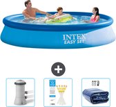 Intex Rond Opblaasbaar Easy Set Zwembad - 366 x 76 cm - Blauw - Inclusief Zwembadfilterpomp - Testrips - Solarzeil