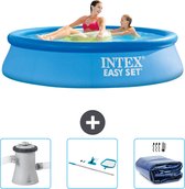 Intex Rond Opblaasbaar Easy Set Zwembad - 244 x 61 cm - Blauw - Inclusief Zwembadfilterpomp - Schoonmaakset - Solarzeil