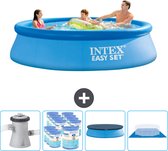 Intex Rond Opblaasbaar Easy Set Zwembad - 305 x 76 cm - Blauw - Inclusief Pomp Filters - Afdekzeil - Grondzeil