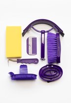 Kit de toilettage violet - kit de toilettage pour chevaux, brosses à crinière, peigne à curry, éponge pour cheval, pic à sabots, étui de toilettage, sac de toilettage