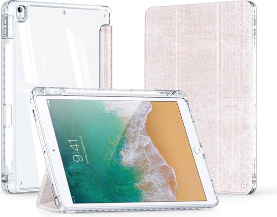 Coque SmartCase Veille Auto Pour IPad 10.2" (2019) - Rose Gold Métallique, Clips, Avec Pochette