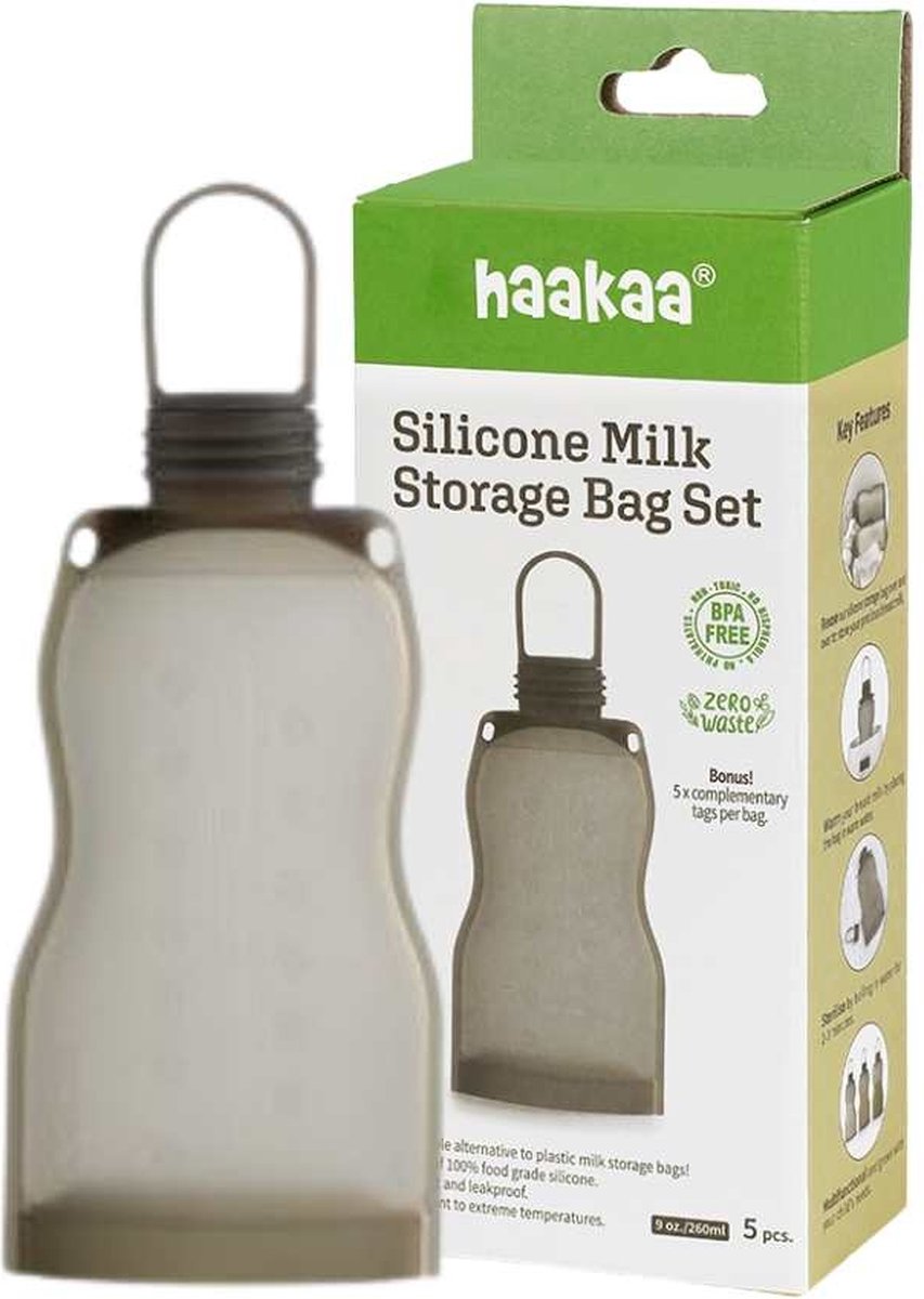 Haakaa siliconen bewaarzak voor melk - knijpzak - fruitzak- vloeistoffen - 260ml - Herbruikbaar - 1 stuk
