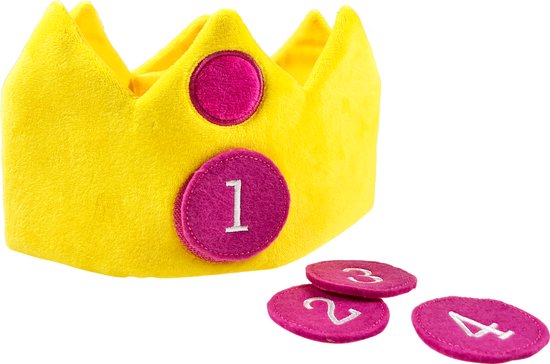 Bumba - Verkleedhoofddeksel - Pluche verjaardagskroon - met 4 jaarnummers