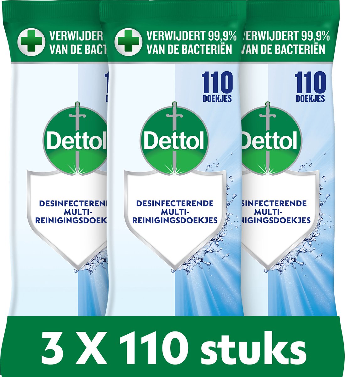 Goedkoopste Dettol Doekjes Hygiënische 110st - 3 Stuks - Voordeelverpakking
