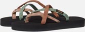 Teva W Olowahu Dames Slippers - Zwart/Bruin/Groen - Maat 36