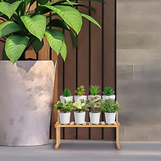 SONGMICS Bamboeplank, schoenenplank met 3 niveaus, plantenplank, multifunctioneel, gang, badkamer, woonkamer, balkon of in de keuken, natuurlijk wit BCB33WN
