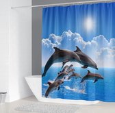 Douchegordijn 180x200 - Douchegordijn met dolfijnenprint - Waterdichte douchegordijn