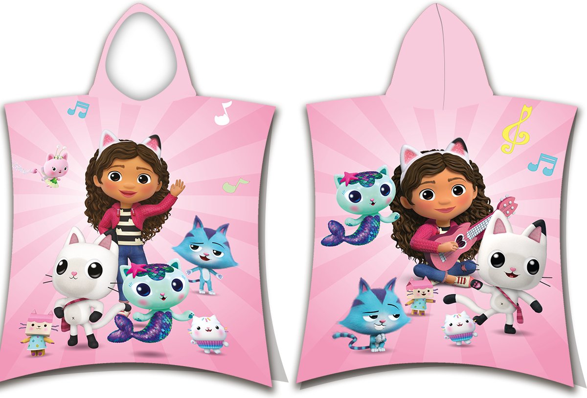 Gabby's poppenhuis Poncho / Badcape, Music - 50 x 115 cm - Katoen