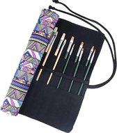 Artist Brush Bag, 20 compartimenten Roll Canvas Brush Bag, Etui, Opbergtas, Penrol voor tekenpen, Aquarelolie Brush Bag, 15 inch, Zonder borstel (vintage)