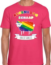 Bellatio Decorations Gay Pride T-shirt voor heren - regenboog schaap - roze - LHBTI S