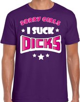 Bellatio Decorations Gay Pride T-shirt voor heren - sorry girls i suck dicks - paars/roze - LHBTI XXL