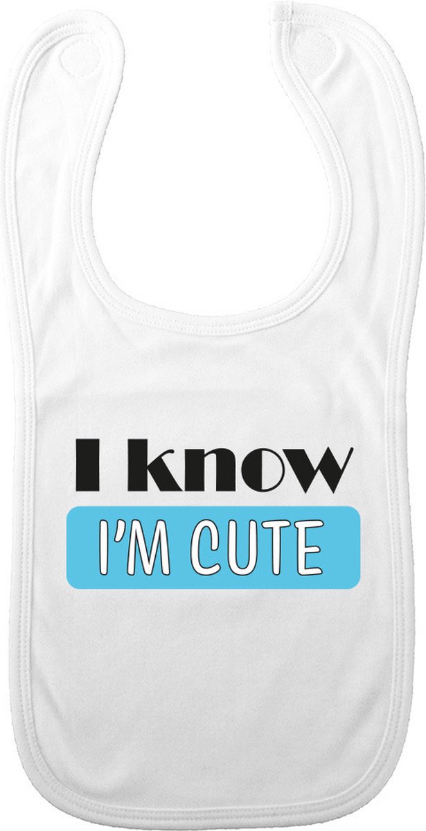 Goedkoopste Bellatio Decorations Baby slabbetje - blauw - i know i'm cute - kraam cadeau - slab/morsdoek
