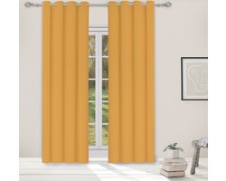 Light Guard - 1x kant-en-klaar gordijn - verduisterend - isolerend - geluiddempend - met ringen - 140x280cm - honey gold