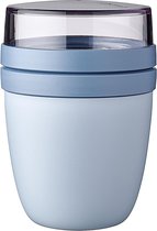 Mueslibeker to go - praktische yoghurtbeker - compartimenten voor yoghurt en muesli - geschikt voor vriezer, magnetron en vaatwasser - 500 ml + 200 ml - Noords Blauw