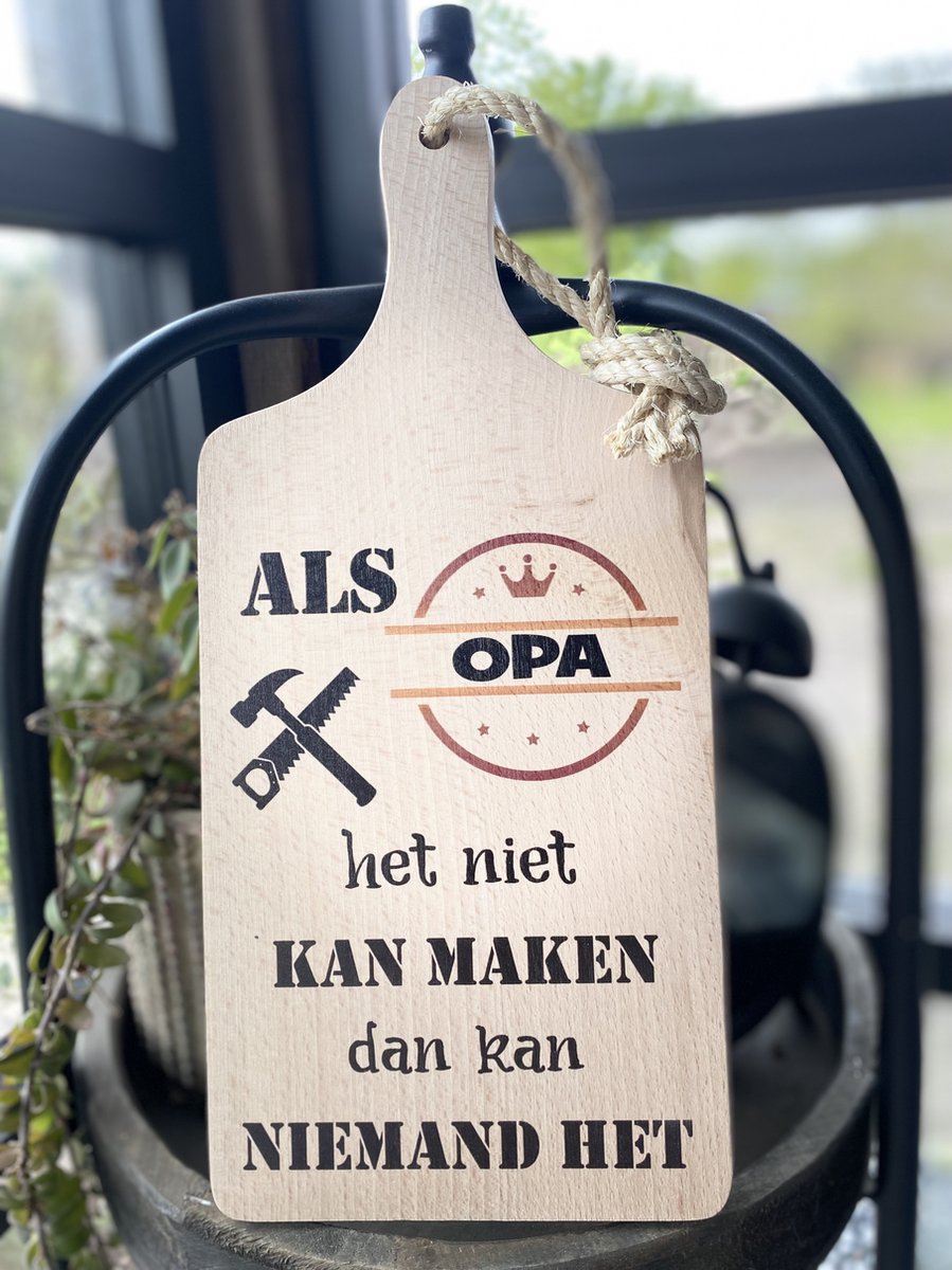 Creaties van Hier - Serveerplank - vaderdag cadeau - Opa - 35 cm - Hout