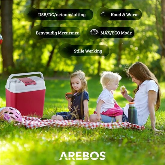 Luxe Elektrische Koelbox - Frigobox - Met Verwarmingsfunctie - 12V - Auto - ECO Mode - 230 volt - 20L Capaciteit - Rood van Luxe. — afbeelding 2