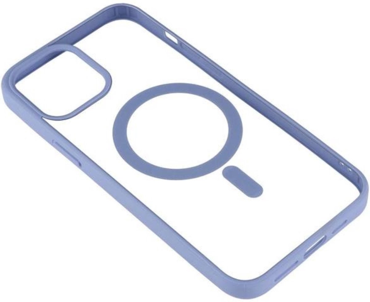Optimity hoesje voor iPhone 12 Clear Case Magnetic blauw