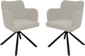 Chaise de salle à manger Bella set de 2 - 56x60x82 - blanc/noir - Tissu/métal