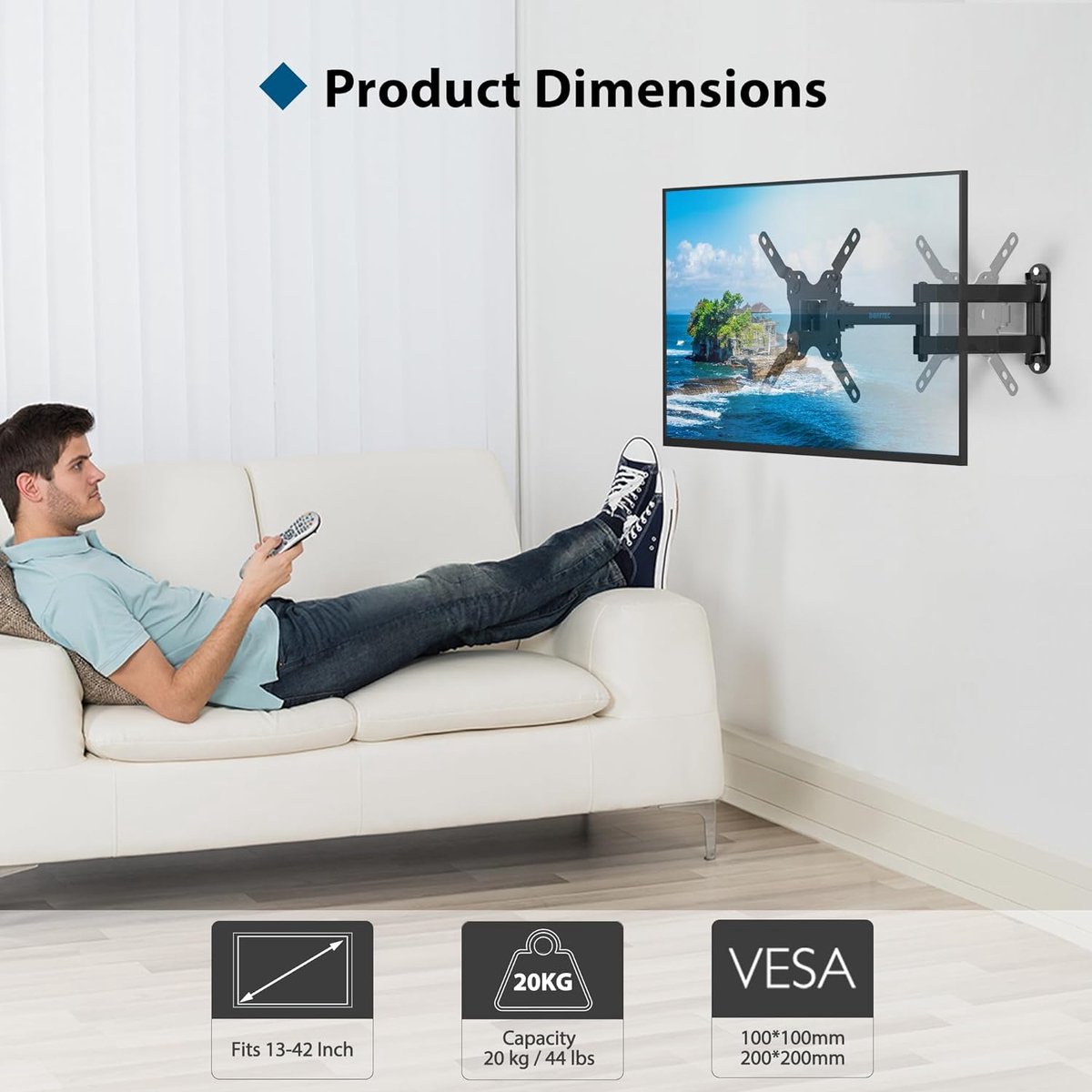 Platte en Gebogen TV's, TV Wall Mount - Super Sterke TV Muurbeugel 43 Inch