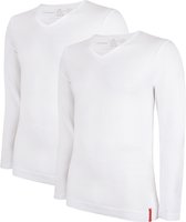 Undiemeister - T-shirt - T-shirt heren - Slim fit - Longsleeve - Gemaakt van Mellowood - V-Hals - Chalk White (wit) - 2-pack - M