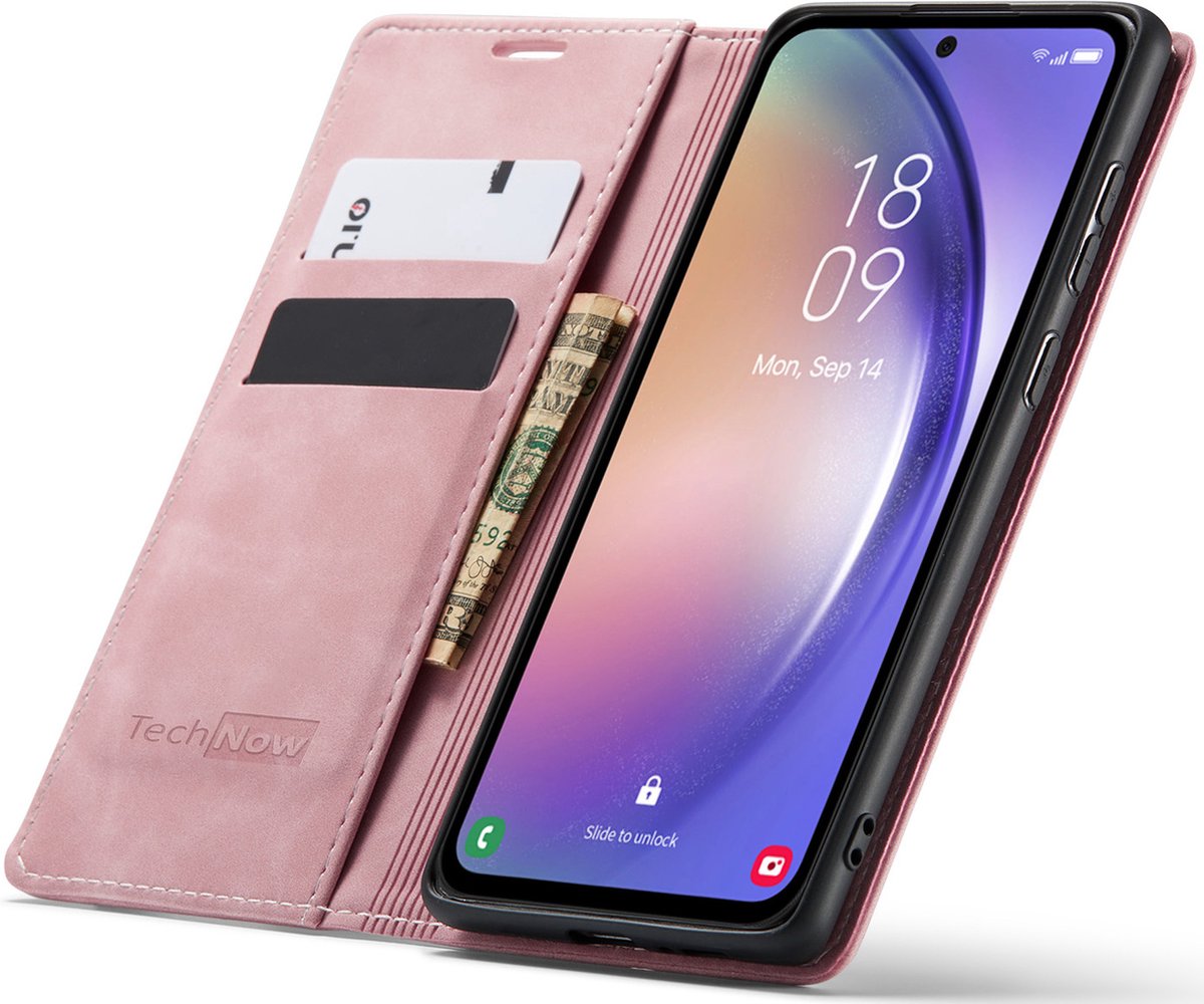 Hoesje geschikt voor Samsung Galaxy A55 - Book Case Leer Slimline Roze