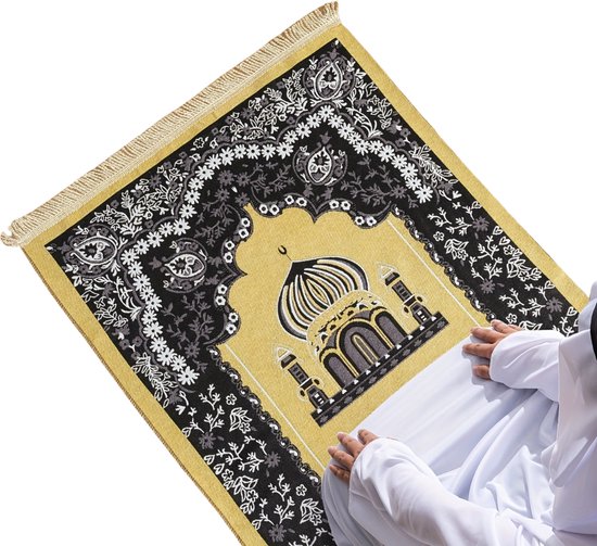 Livano Ramadan Kleed - Gebedsmat - Gebedskleed - Islam - Tapijt - Eid Mubarak - Inshallah - Geel