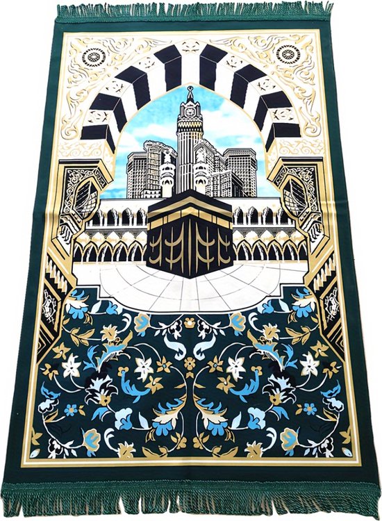 Livano Islam Gebedskleed - Ramadan Kleed - Gebedsmat - Tapijt - Inshallah - Eid Mubarak - Groen