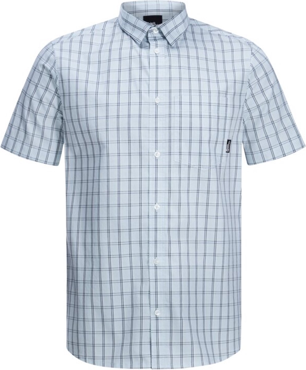 Jack Wolfskin Hot Springs Shirt Men Outdoorblouse Heren Soft Check Blauw