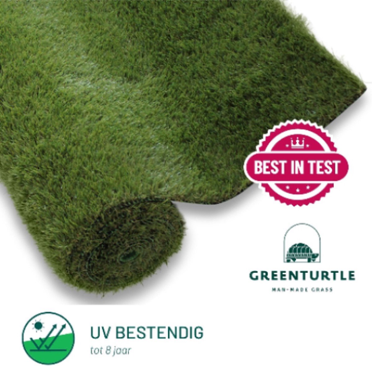 Green Turtle Kunstgras - Grastapijt 133x300cm - 22mm - STANLEY PARK BASIC - Artificieel Gras - Grastapijt voor binnen en buiten - Geschikt voor tuin, balkon, terras of speelhoek