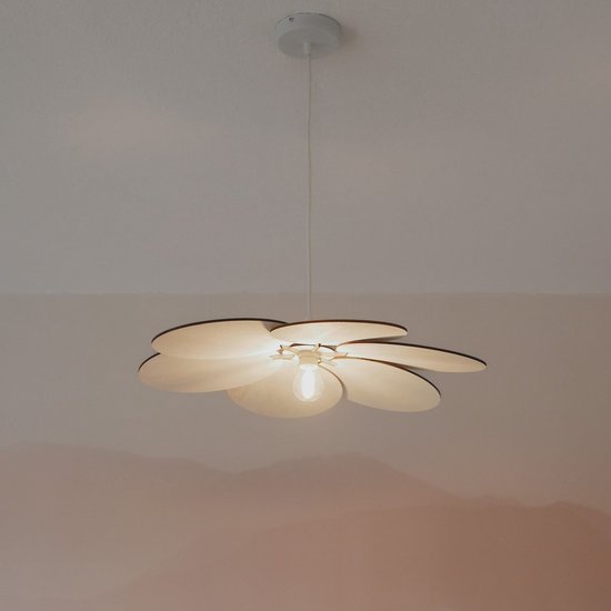 Vintage hanglamp van kristalglas, bloem lampenkap, messing E27-fitting