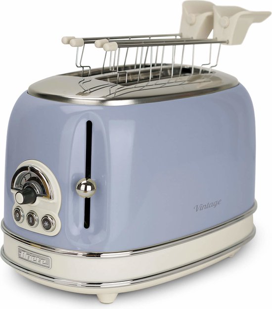 Ariete 0155/05 - Vintage broodrooster - 2 sneden - met tosti-klemmen - 810 Watt - blauw