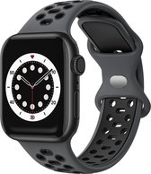MMOBIEL Sport Horlogebandje Geschikt voor Apple Watch Bandjes 42mm 44mm 45mm 49mm - Siliconen Ademende Vervangende Band Geschikt voor iWatch Ultra / 2 SE, Series 9 8 7 6 5 4 3 2 1 - Zwart