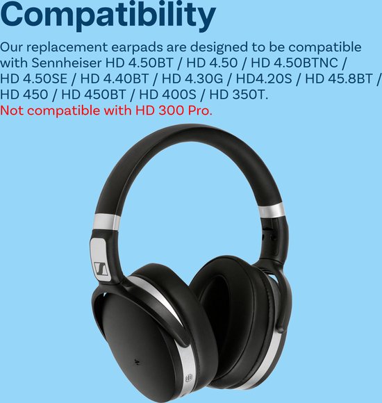 Sennheiser HD hoofdtelefoon met zwarte oorkussens en zilveren accenten.