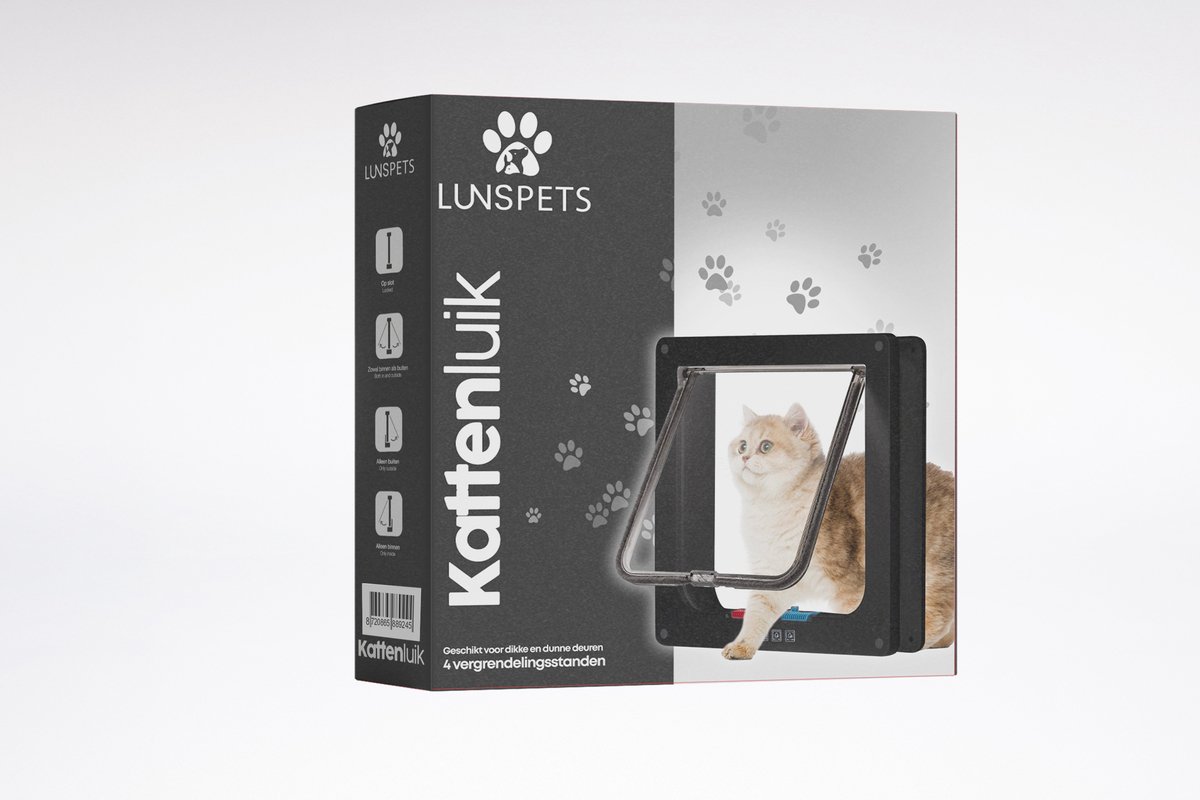 Lunspets – Kattenluik met Tunnel en Magnetische Sluiting – 23.5×25.5×5.5 cm - Waterdicht - Zwart thumbnail 6