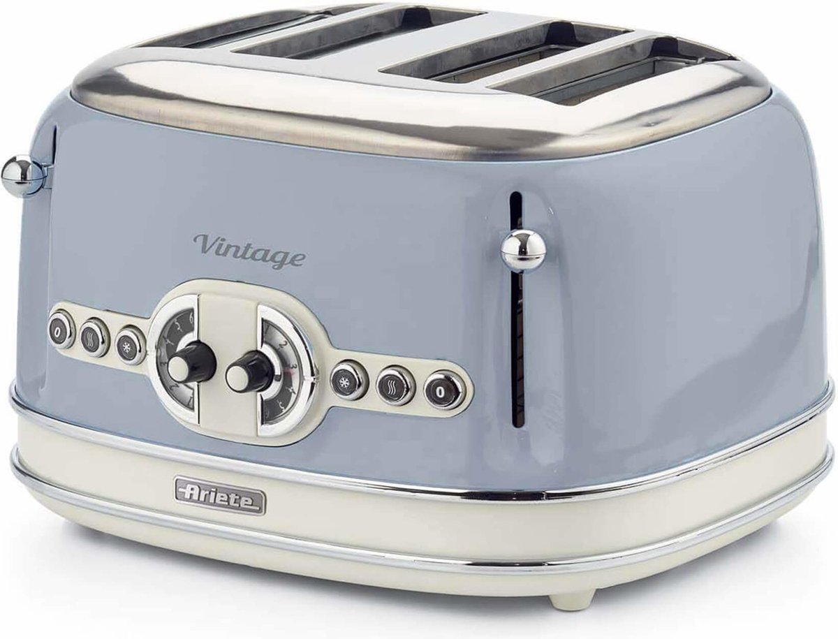 Ariete 156 Retro Broodrooster 4 Sneden Blauw