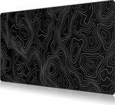 Gaming muismat bureauonderlegger - genaaide randen - antislip - muismat met een speciaal oppervlak verbetert snelheid en precisie - zwarte topografisch