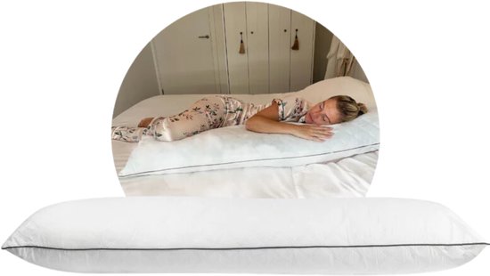 HappyBed | 40x145 - Zwangerschapskussen - Zijslaapkussen - Voedingskussen - Lichaamskussen - Body pillow - 145cm - Afneembare hoes - Wit