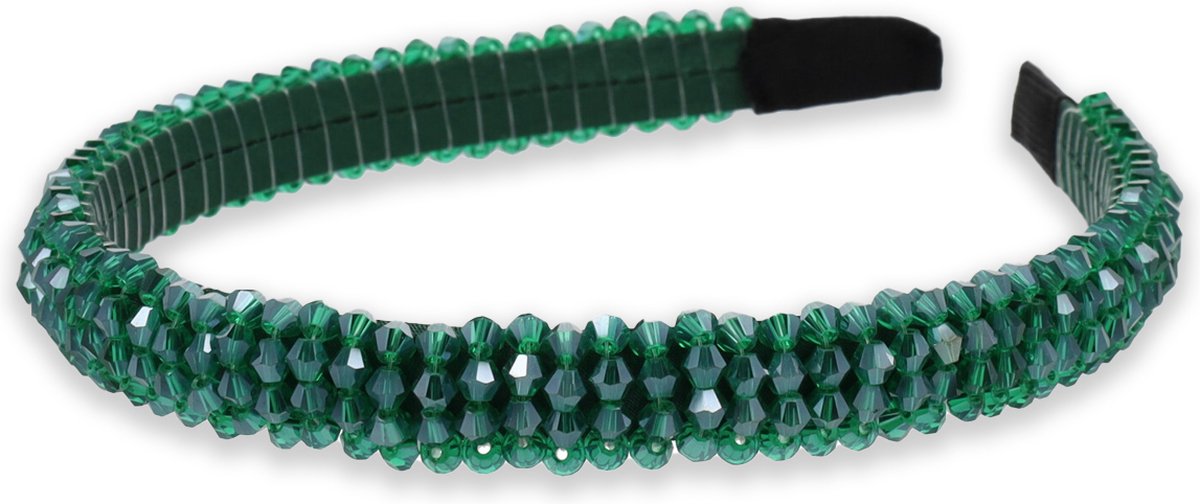 Lajetti Glitter Haarband Groen - Strass Diadeem Bruiloft