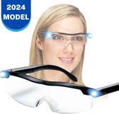 Loepbril - Vergrootglas Bril - Loepbril met LED verlichting - Vergrootbril - Vergroot 160% - 2x Vergroot bril - Vergrootbril voor brildragers, ideaal voor hobby's + werk