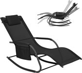 Brondeals® - ligstoel - zwembadstoel - schommelstoel - ergonomisch - tuinligstoel - ademende dubbellaag polyester stof - met hoofdsteun - met armleuningen - max 150 kg gewicht - 152x83x62 cm -zijvak