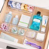 Set van 60 lade-organizers, 4 formaten doorzichtige plastic ladeorganisatorbakken voor badkamer en ijdelheid opslag, thuisorganisatie voor make-up, keukengerei