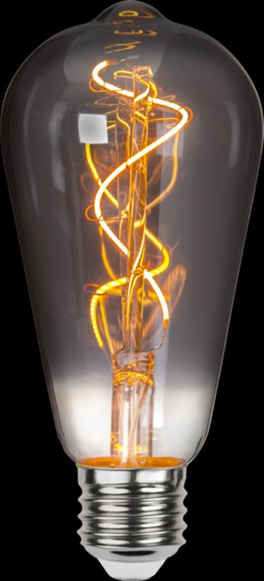 Druppel-Edison lamp - E27 - 3W - Super Warm Wit <2200K - Filament - Rookglas