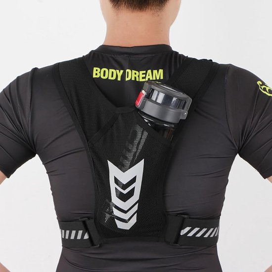 MOQAE Laufweste Ag Multifunctionele ultralichte hardlooprugzak, zwart, 6 l, waterdicht, reflecterend, ademend, hydratatievest voor hardlopen, marathon, wandelen, fietsen