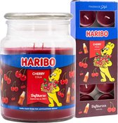 Haribo kaarsen Cherrycola set 2 - 1x groot 1x theelicht