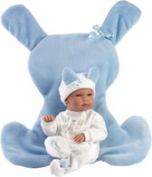 Llorens Babypop Bimbo Blauw met Konijn Kussen 35 cm