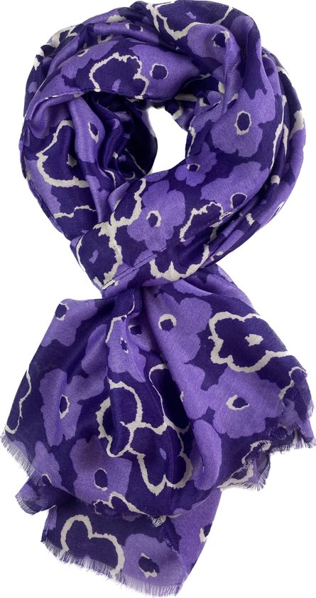 Vrolijke sjaal met klaprozen in 6 kleuren van 50% katoen en 50% viscose