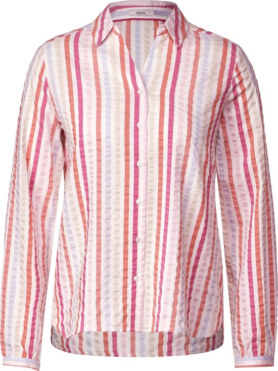 CECIL Multicolor Stripe Blouse Dames Blouse - pink sorbet - Maat S