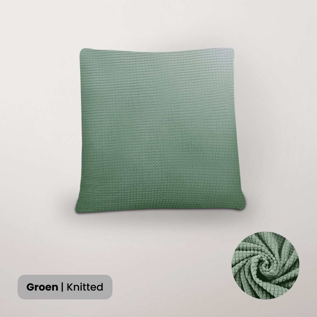 BankhoesDiscounter Knitted Kussenhoes – 45x45cm – Groen – Kussensloop – Kussenovertrek – Kussenhoes 45x45
